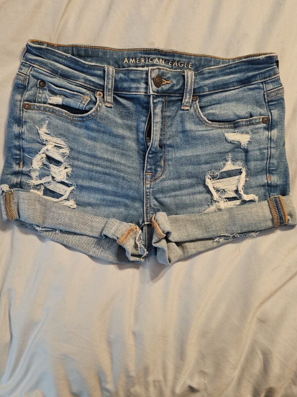 American Eagle Outfitters Next Level Stretch Distressed Rolled Cuff Denim Size 8